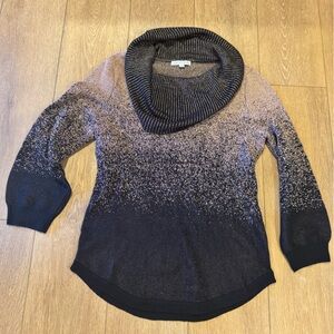 Notations Black and Brown Cowl Neck Sweater